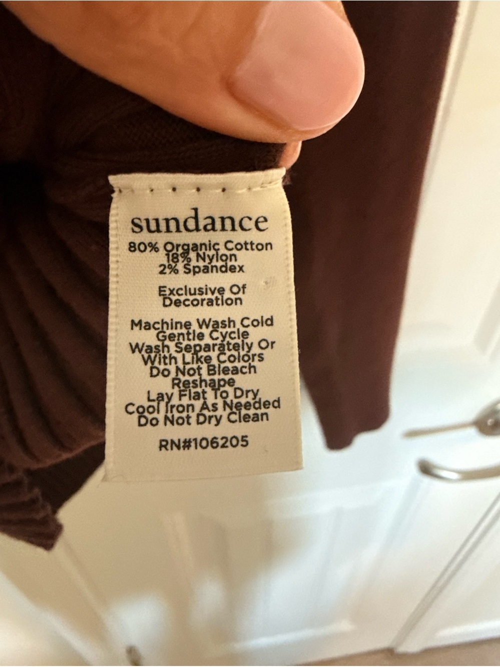 Sundance Brown Ribbed Button-Front Long Sleeve Collared Top - Picture 3 of 5